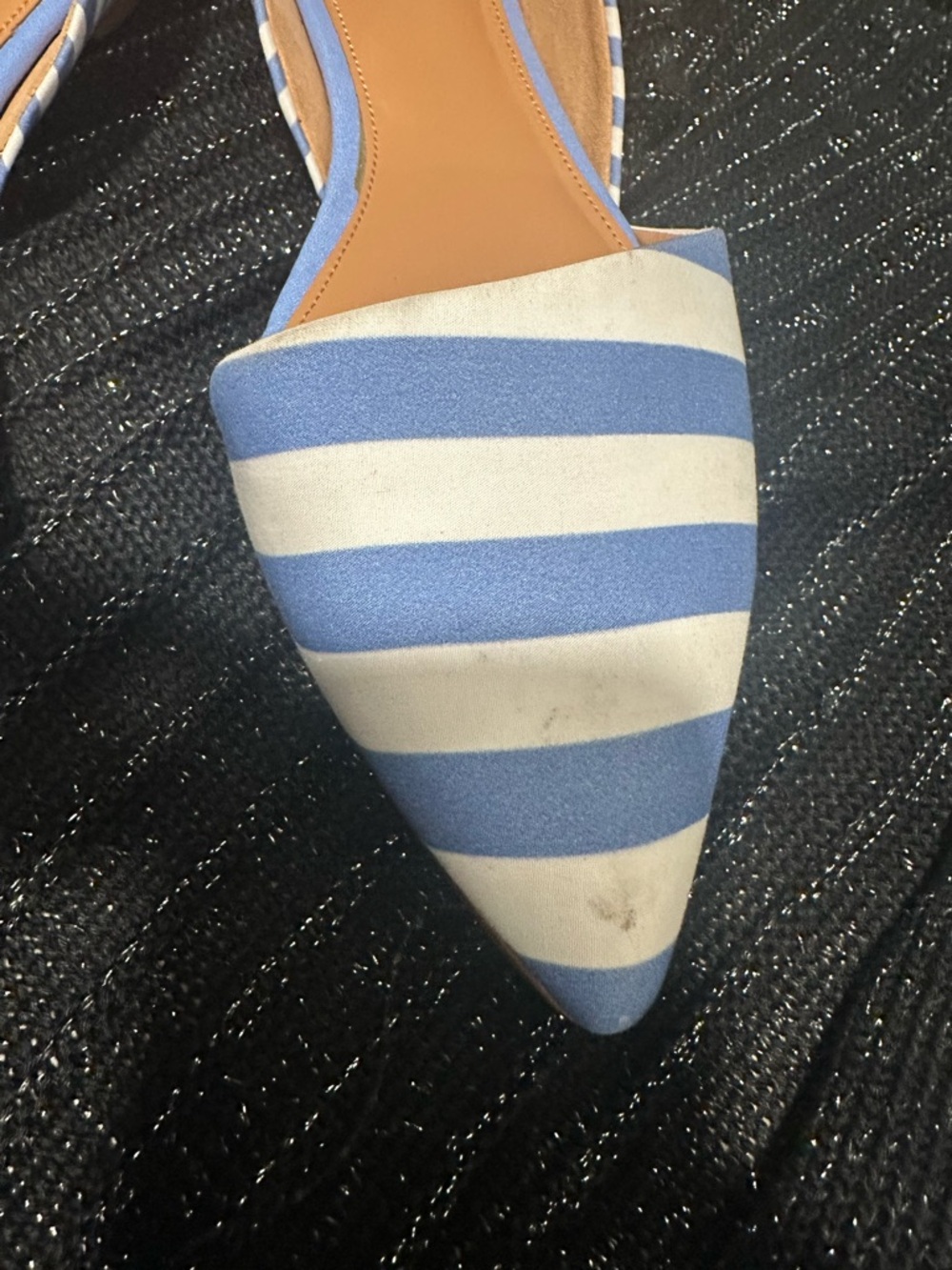 J. Crew Blue and White Striped Pointed D'Orsay Flats - Picture 4 of 4